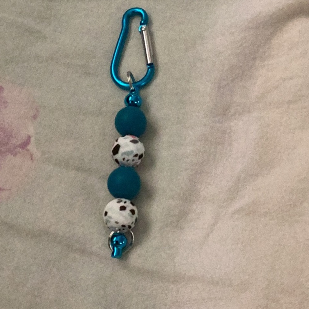 Kids Blue and White Beaded Keychain